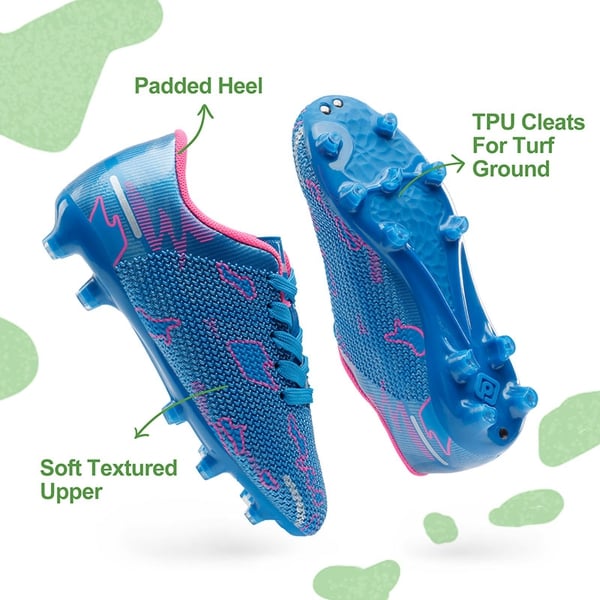 Kids Earth Surface Pattern Soccer Shoes - BLUE HOT PINK - 3